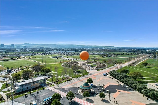 drone / aerial view with a mountain view