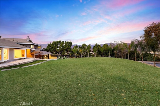 view of yard at dusk