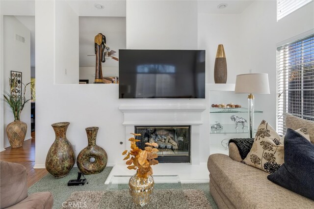 living room with wood-type flooring