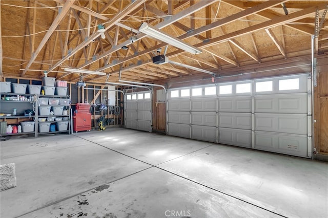 garage with a garage door opener