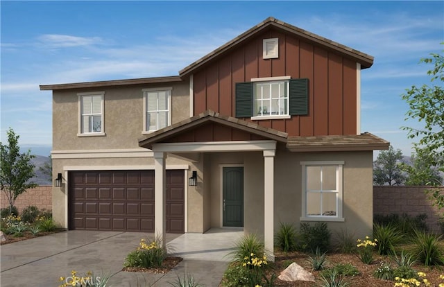 view of front of home with a garage