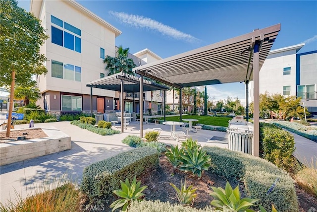 view of community featuring a pergola