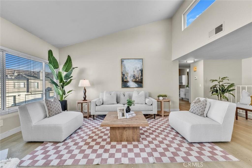 living room featuring light wood-type flooring