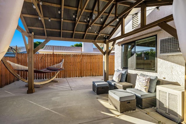 view of patio featuring a gazebo