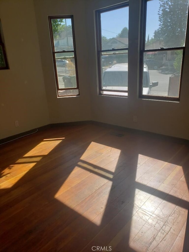 empty room featuring plenty of natural light and wood finished floors