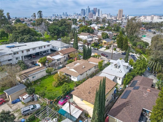 drone / aerial view featuring a city view