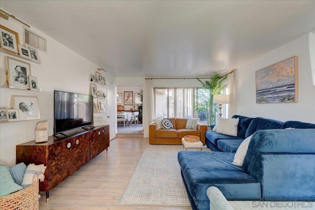 living room featuring light hardwood / wood-style flooring