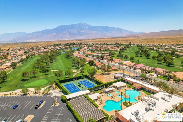 bird's eye view with a mountain view