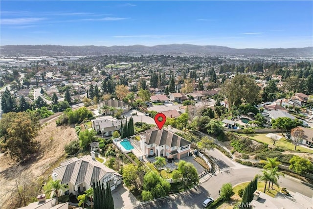 drone / aerial view with a mountain view