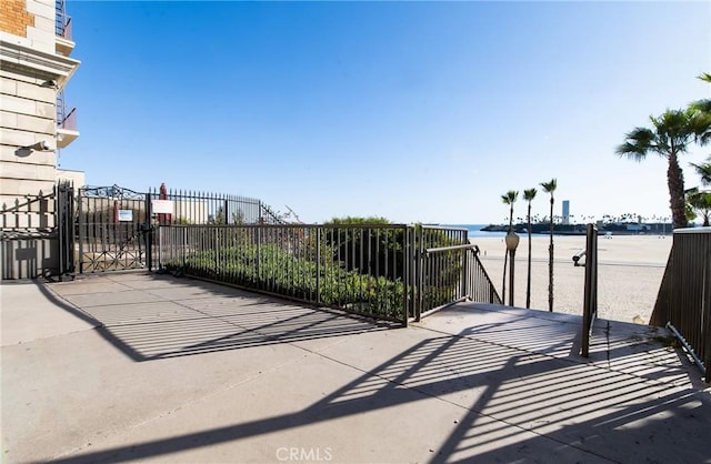 view of patio / terrace featuring a water view