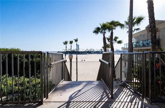 view of patio featuring a water view