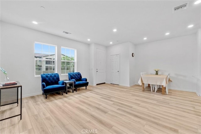 living area featuring light wood-type flooring