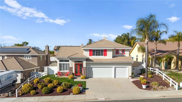 view of front property with a garage