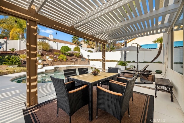 view of patio / terrace with a pergola and a fenced in pool