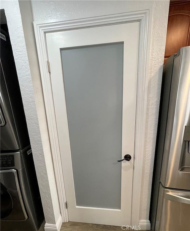 room details with stainless steel fridge