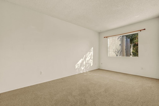 spare room featuring a textured ceiling and carpet