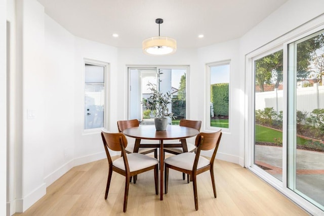 dining space featuring light hardwood / wood-style floors