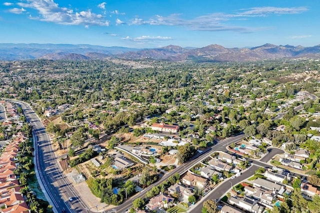 bird's eye view with a mountain view