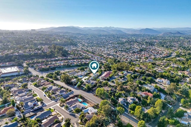 bird's eye view with a mountain view