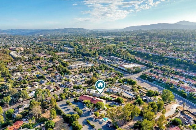 aerial view with a mountain view