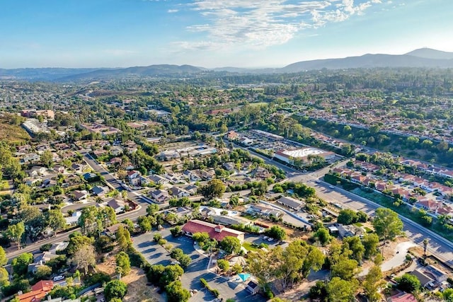 drone / aerial view with a mountain view