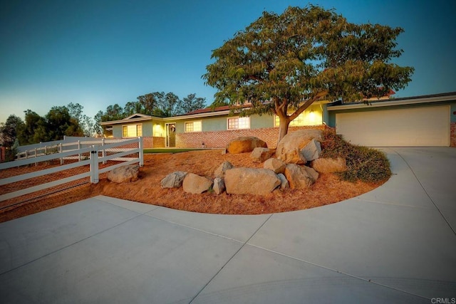 view of front facade with a garage