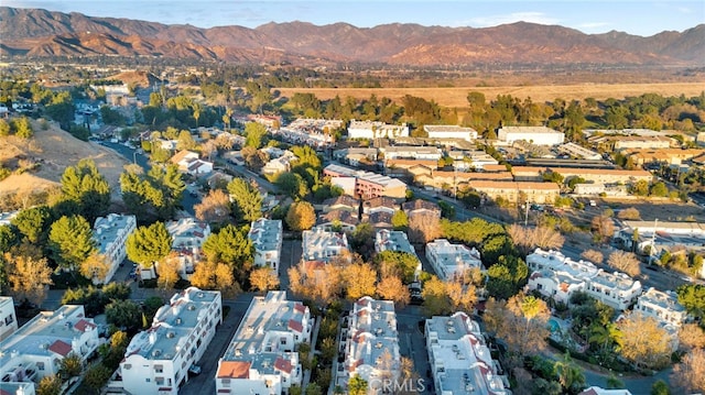 birds eye view of property featuring a mountain view