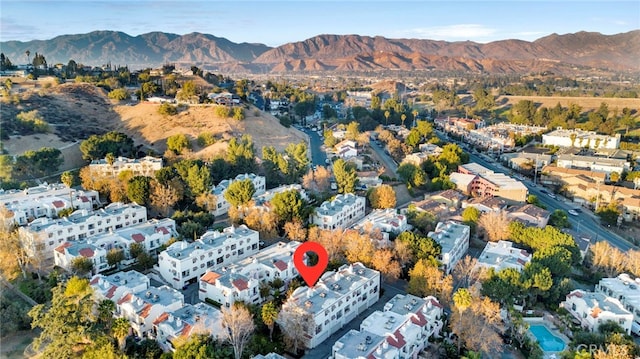 aerial view featuring a mountain view