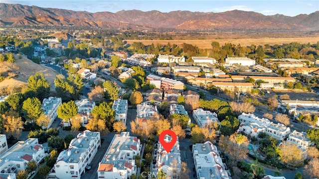 drone / aerial view with a mountain view