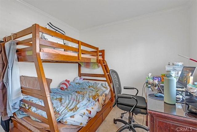 bedroom featuring crown molding