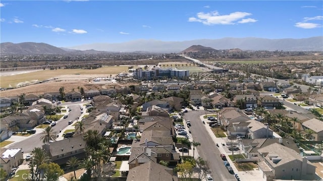 drone / aerial view with a mountain view