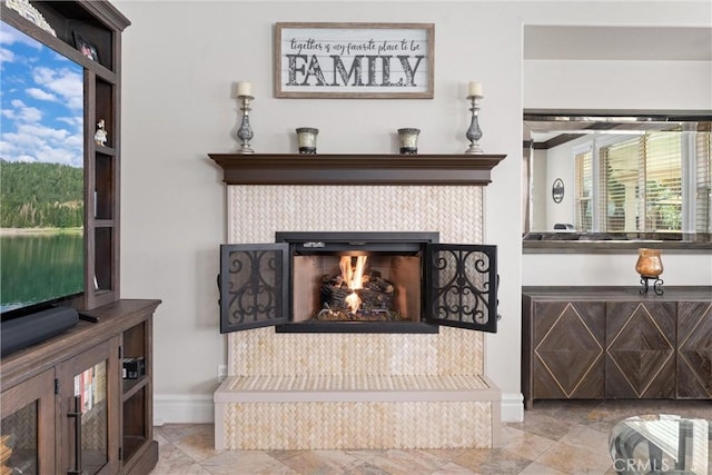 room details with a fireplace