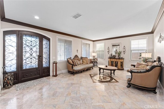 entrance foyer with crown molding