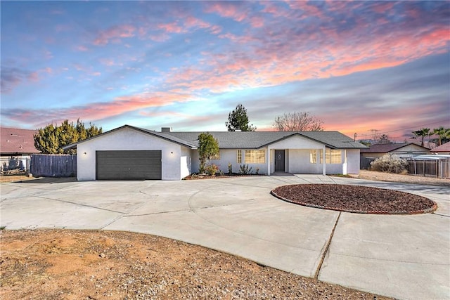 single story home with a garage