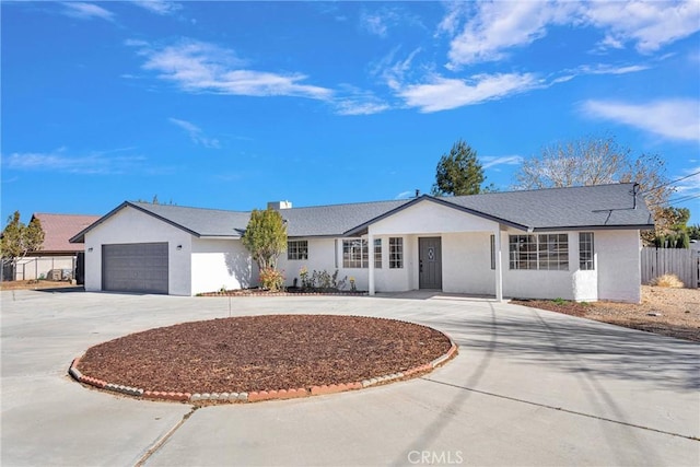 single story home with a garage