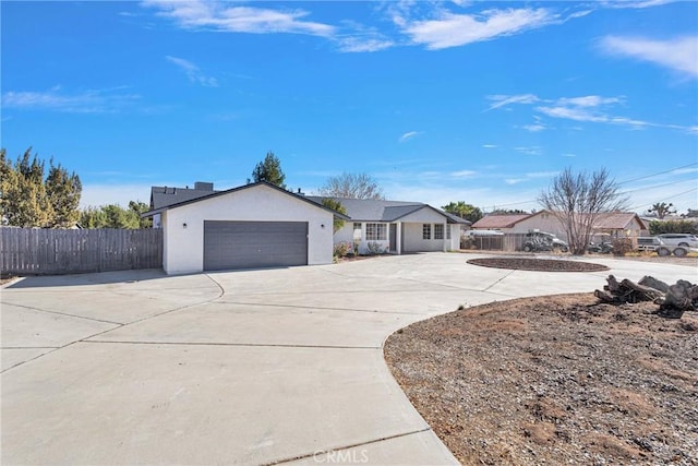 single story home with a garage