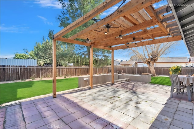 view of patio / terrace with ceiling fan