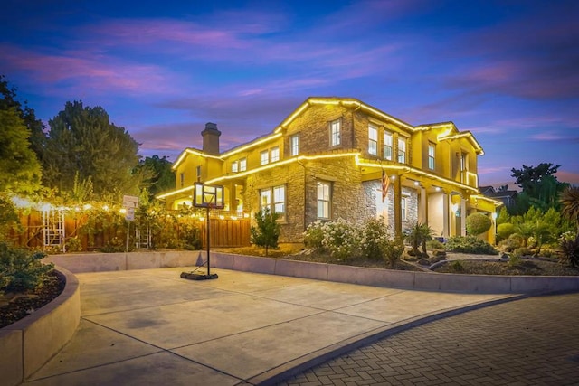 exterior space with a garage