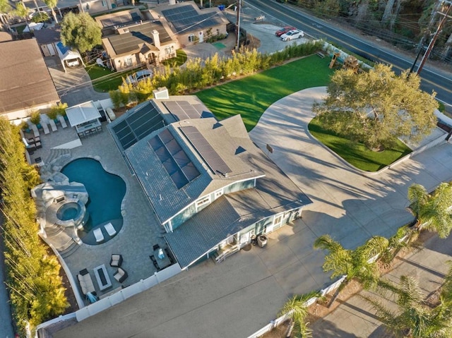 bird's eye view with a residential view