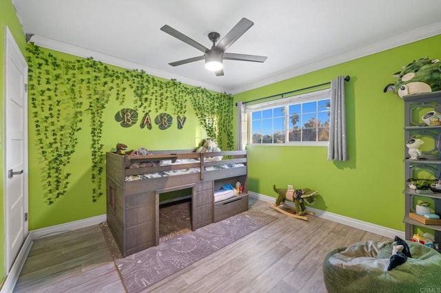 1404 E Mission Rd, Fallbrook, CA 92028 - office area featuring wood finished floors, ornamental molding, baseboards, and ceiling fan