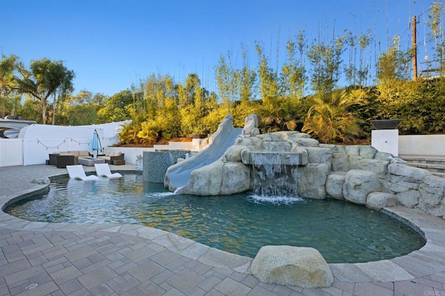 1404 E Mission Rd, Fallbrook, CA 92028 - view of swimming pool with a patio and an outdoor hangout area