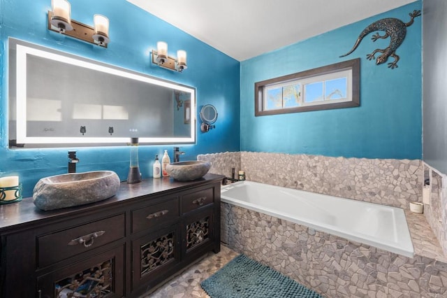 1404 E Mission Rd, Fallbrook, CA 92028 - bathroom with a garden tub and double vanity