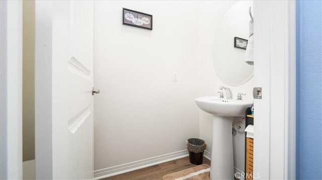 bathroom featuring sink and wood-type flooring