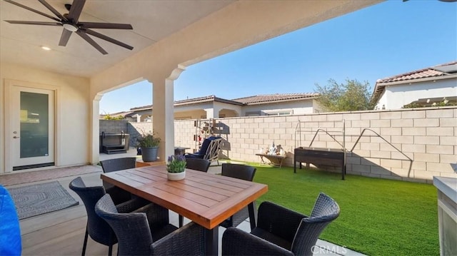 view of patio / terrace with ceiling fan