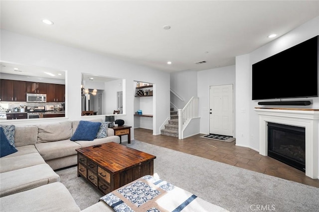 view of tiled living room