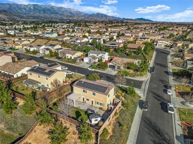 drone / aerial view featuring a mountain view