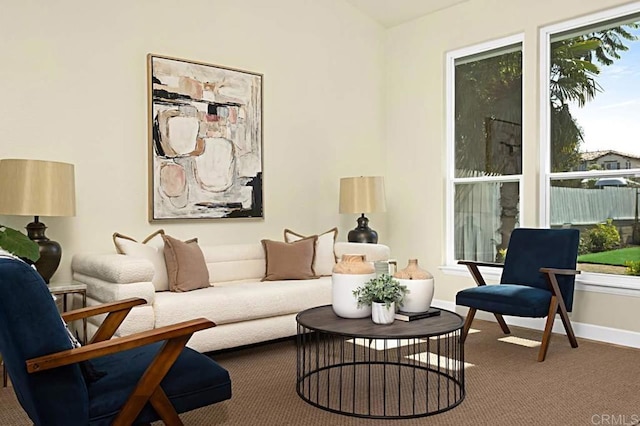 living room featuring plenty of natural light