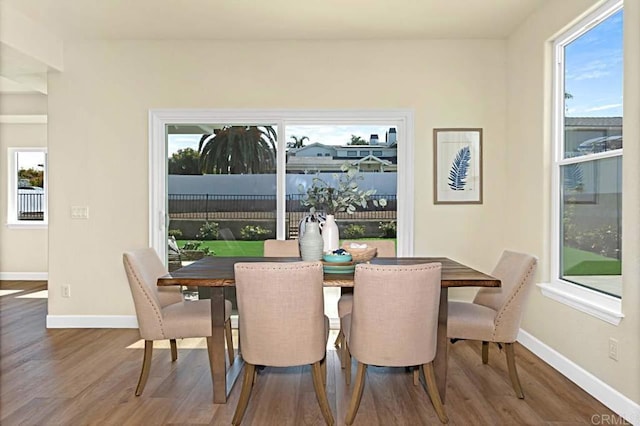 dining room with hardwood / wood-style floors