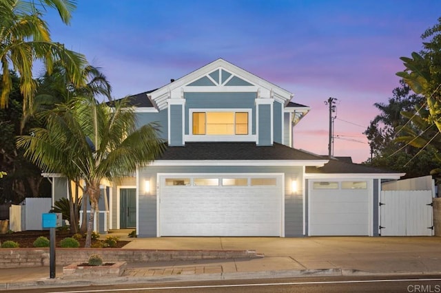 view of front of property featuring a garage