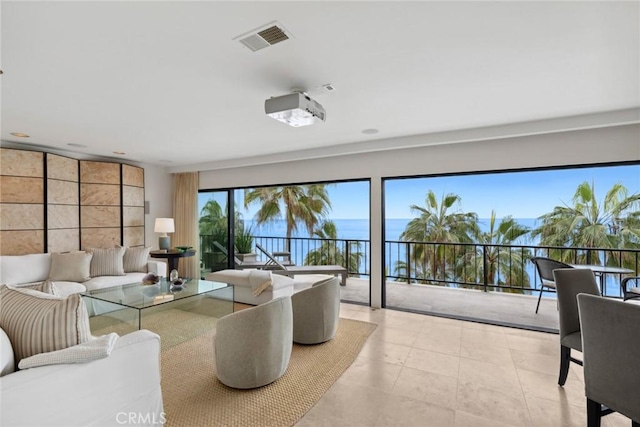 living area with visible vents and a wealth of natural light